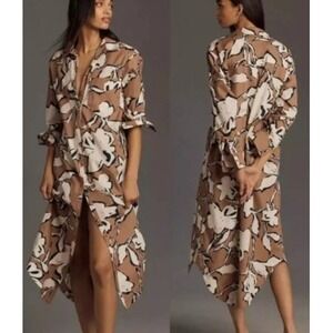 Maeve Anthropologie The Soren NWT Floral Shirt Dress Midi Button Down Small